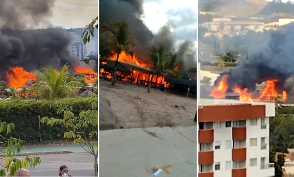 VÍDEO: Incêndio destrói restaurante do Hot Park, em Rio Quente