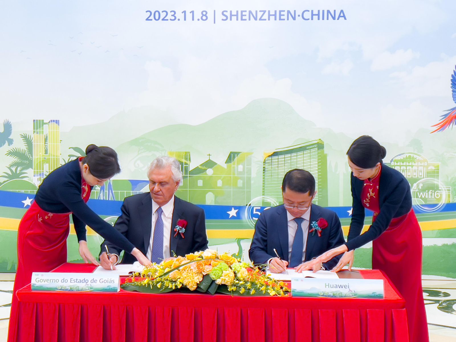 Caiado firma parceria com a Huawei para novas tecnologias