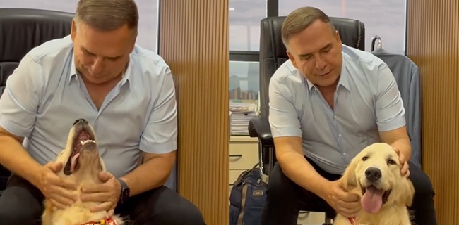 Prefeito Mabel apresenta o cachorro “Biscoito” como novo companheiro