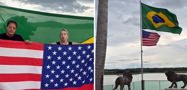 Deputada de Goiás hasteia bandeira americana e declara: “Viva aos Estados Unidos”