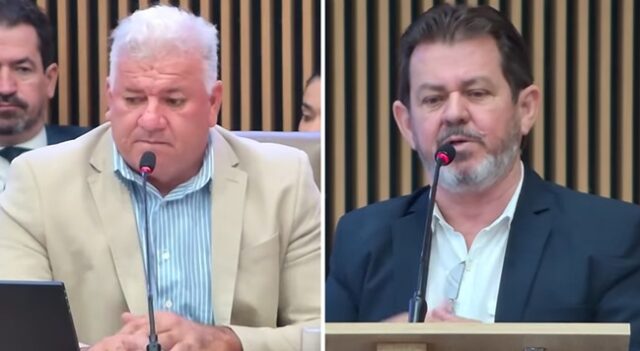 interferencia-do-presidente-da-camara-muda-rumo-de-votacao-de-projeto-do-lider-do-prefeito Gilsão Meu Povo e Gleison Flávio durante a sessão na Câmara Municipal