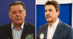 Daniel Vilela, Marconi Perillo e Wilder Morais durante a disputa pelo Governo de Goiás nas eleições de 2026.