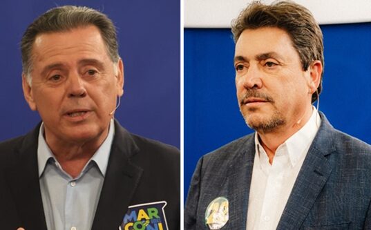 Daniel Vilela, Marconi Perillo e Wilder Morais durante a disputa pelo Governo de Goiás nas eleições de 2026.
