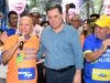 Marconi Perillo, Vilmar Mariano e Professor Alcides durante ato político em Aparecida de Goiânia